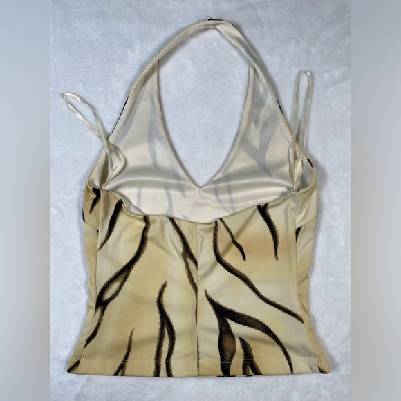 Women’s Cache Size 4 Made in USA Cream Tiger Stripe Halter top - Picture 7 of 13